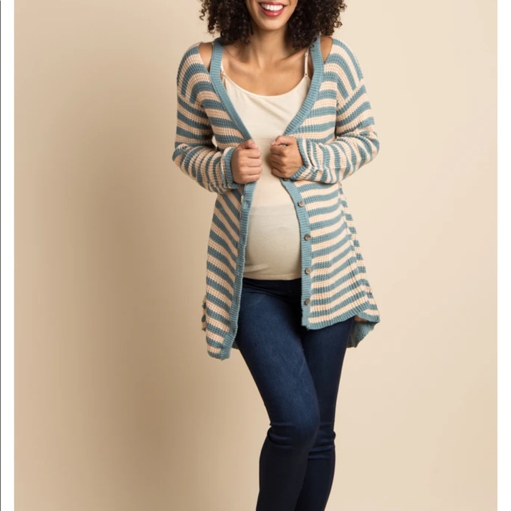 Blue striped maternity pinkblush cardigan size s